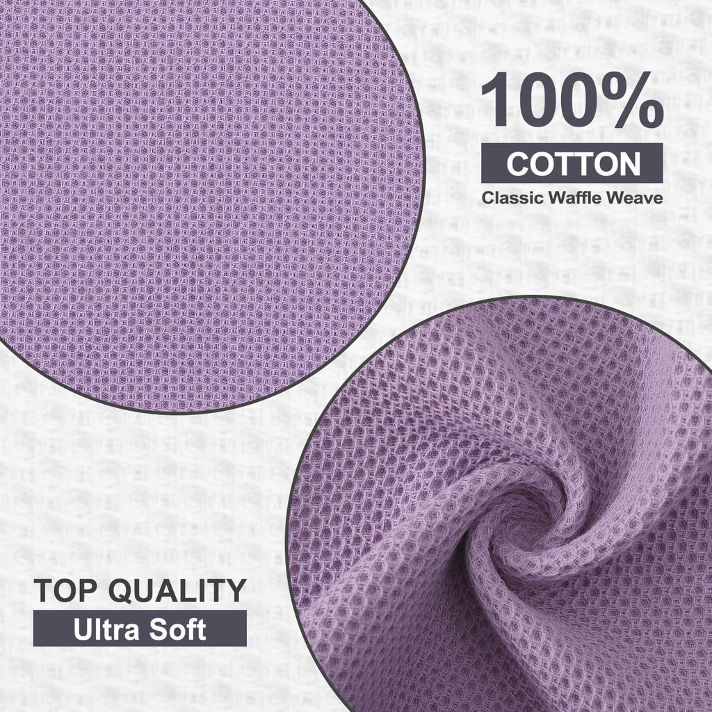 Kitinjoy 100% Cotton Kitchen Dish Cloths, 6 Pack Waffle Weave Ultra Soft Absorbent Dish Towels for Drying Dishes Quick Drying Kitchen Towels Dish Rags, 12 X 12 Inches, Lavender