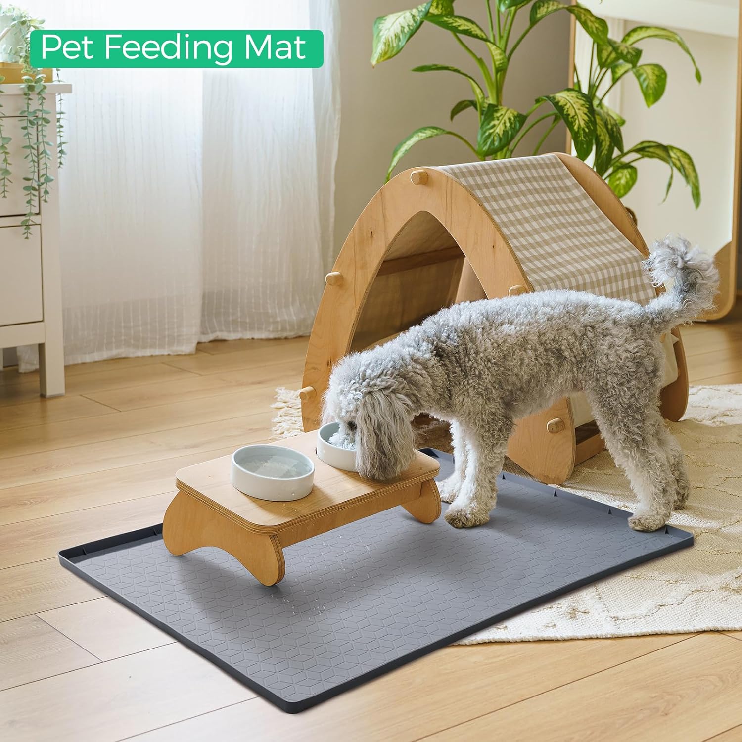 TRZZ Silicone Waterproof Under Sink Mat 34" x 22", Drip Tray and Cabinet Liner for Kitchen and Bathroom, Prevents Water Damage and Organizes Cabinets (Grey)