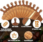 Patelai 12 Packs Wooden Cutting Board Set with Handles Large Kitchen Serving Plain Chopping Board Bulk Gifts for Mom for Vegetables Meat Pizza Cheese Fruit Bread(Acacia Wood,17 x 13 Inch)