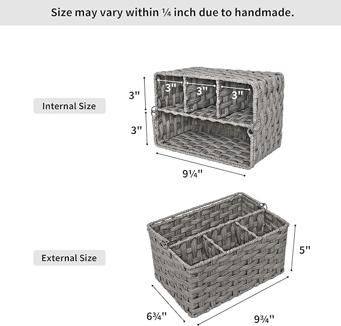GRANNY SAYS Wicker Utensil Caddy - Picnic Basket with Handle, Organizer for Kitchen Table or Cabinet, Silverware Holder for Parties