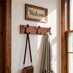 SKOLOO 17-Inch Wood Coat Rack Wall Mount with 3 Triple Hooks - Ideal for Family Entrances, Classrooms, and Pet Supplies Storage - Perfect Coat Hooks for Wall,Mahogany (Sapele)