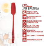 Silicone Jar Spatula | 600F Heat Resistant Non-Stick Rubber Scraper | Perfect for Jars, Smoothies, Blenders | One Piece Utensils | Durable Kitchen Cookware (UpGood Professional Spatulas, Red)