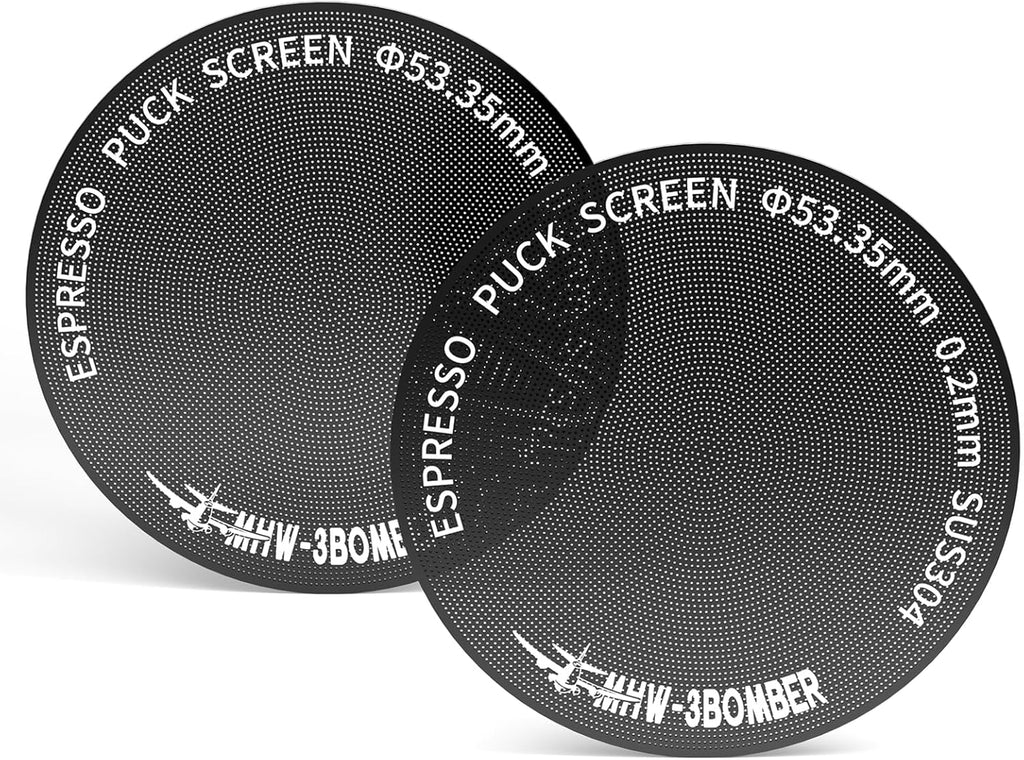 MHW-3BOMBER 54mm Espresso Puck Screen - 0.2mm Ultra Thin Espresso Puck - Metal Reusable Coffee Filter for Portafilter Basket 54mm - Puck Screen with Titanium Coating FG7047B-OS