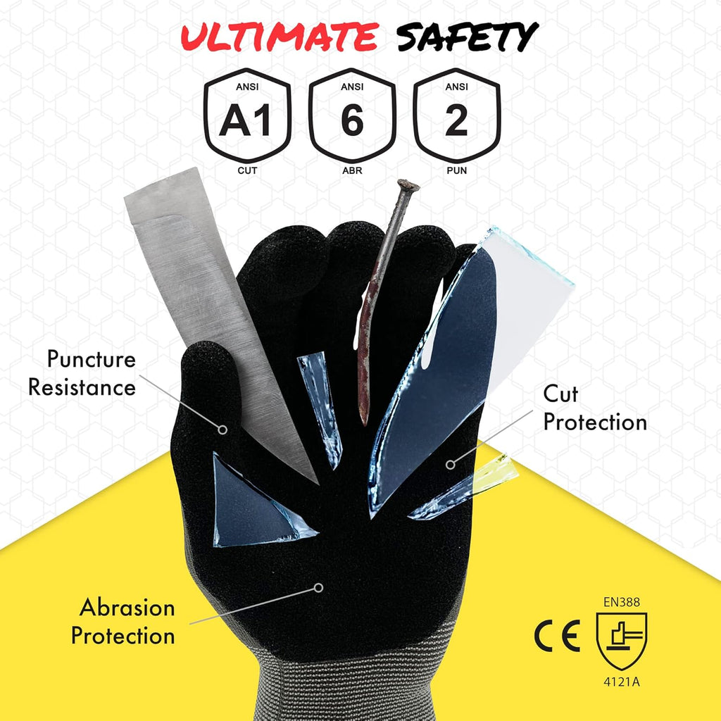 Quest Protective Apparel Cut Resistant Gloves - Puncture Resistant Cutting Gloves Work - Constructed with Graphene Technology