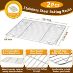 P&P CHEF 16 Inch Stainless Steel Baking Sheet with Rack Set (2 Pans+ 2 Racks), Cookie Sheets Baking Trays and Cooling Wire Racks, Oven & Dishwasher Safe, Pans with Flat Racks