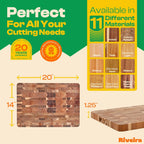 Riveira Acacia Wood Cutting Board – Gourmet Acacia Grandeur: 20 x 14 Wooden Cutting Board – Natural Wooden Cutting Boards For Kitchen Decorative – Innovative Juice Grooves Acacia Wooden Chopping Board