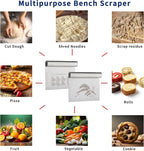 2PCS Dough Pastry Bench Cutter Scraper, OLULU Stainless Steel Kitchen Food Scraper with Protective Cover, Anti-Wear Laser-Engraved Measuring Scale and Ear Of Wheat, Dishwasher Safe (2Pack, 6 inch)