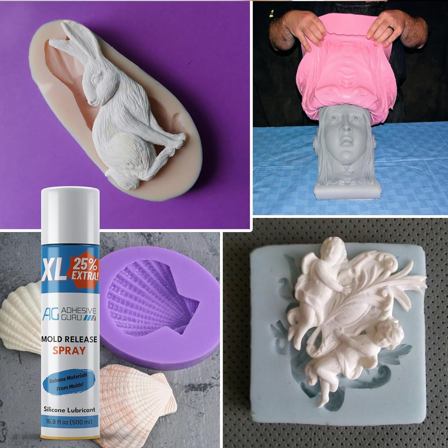 Silicone Mold Release Spray (2x16.9 fl oz / 500ml) Release Agent for Epoxy Resin, Candle & All Molds | Smooth, Non-Stick Lubricant for Easy Removal | 2 Pack