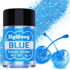 Blue Edible Glitter - 5g Food Grade Cake Decorating Shimmering Glitter, Edible Sprinkle Luster Dust for Drinks, Chocolates, Fondant, Strawberries, Cupcakes, Candy, Cookie - Vegan