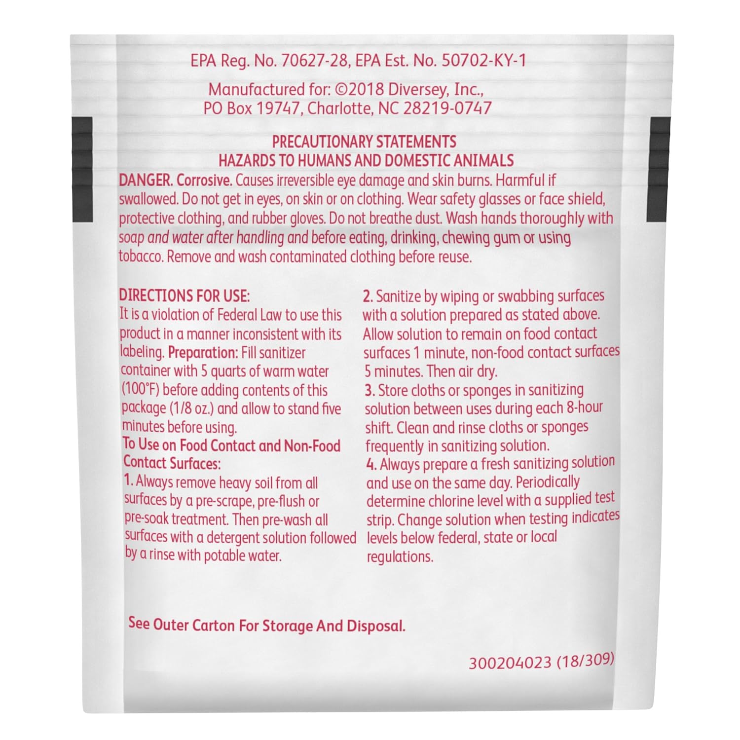 Diversey Sani-Sure Multi-Surface Sanitizer (.125-Ounce, Case of 100)