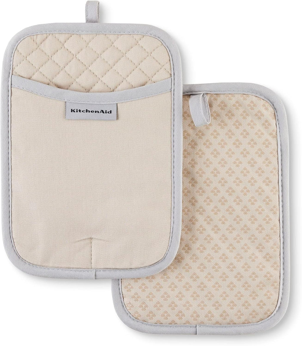 KitchenAid Asteroid Pot Holder 2-Pack Set, Milkshake Tan, 7"x10"