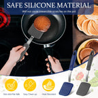 Silicone Cookie Spatula Turner 2 Pack Mini Brownie Spatula Flexible Kitchen Small Silicone Turner for Nonstick Cookware Heat Resistant No Scratch Flipper for Egg Pancake(Gray, Blue)