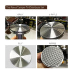 The Force Tamper Automatic Impact Adjustable Constant Pressure and Autoleveling Coffee Tamper Reddish Brown Jellyfish Wooden Handle Set Pro (TRI-Distribute Set, 58.50mm)