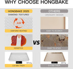 HONGBAKE Baking Sheet Pan Set, Cookie Sheets for Oven, Nonstick Half/Quarter/Jelly Roll Pans with Diamond Texture Pattern, Heavy Duty Cookie Tray, Silver