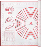 Silicone Baking Mat with Measurements, Pastry Mat for Rolling Out Dough, Kitchen Counter Mat, Red, 20" x 28", Fondant Mat/Oven Liner Mat
