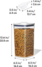 OXO Good Grips Pet Food Container 6.0 Qt | Clear | Airtight Seal | With Half Cup Scoop | Pack of 4