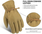 Leather Work Gloves for Men & Women, Reinforced Durable Gardening Gloves,Cowhide Work Gloves,Puncture & Cut Resistant