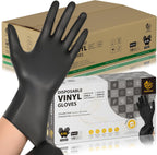 Black Vinyl Gloves, Food Grade Gloves Disposable Latex Free & Powder Free, Guantes for Cleaning Cooking Food Prep
