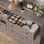 HOSTACK 55" Coffee Bar with 4 Large Drawers, 40" Tall Buffet Cabinet with Storage, Kitchen Storage Cabinet, Modern Farmhouse Sideboard Buffet, Adjustable Shelves for Living Room, Ash Grey