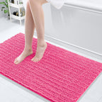 Arotive Luxury Chenille Bathroom Rug Mat, Extra Soft Thick Absorbent Shaggy Bath Rugs, Non-Slip Machine Wash Dry, Plush Bath Mats for Bathroom, Shower and Tub, 47x24, Deep Pink