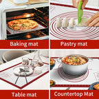 Non Stick Pastry Mat for Rolling Dough Fondant Pie Crust, Macaron Silicone Baking Mat for Mat Extra Large Silicone Mats for Baking Cookie Cakes Pizza Candy Bread