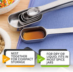 Spring Chef Stainless Steel Measuring Spoons Set of 7 with Leveler, Rectangular Metal Teaspoon & Tablespoon Measuring Spoons for Dry & Liquid Ingredients - Nesting Kitchen Gadgets For Baking & Cooking