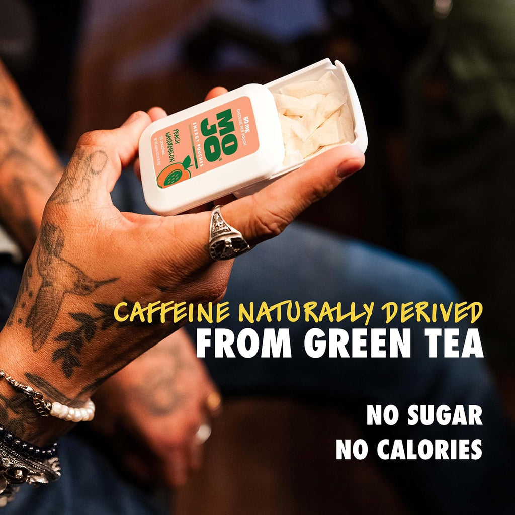 MOJO Energy Pouches Peach Watermelon Flavor, 50 mg per Caffeine Pouch, 15 Pouches, 5-Pack