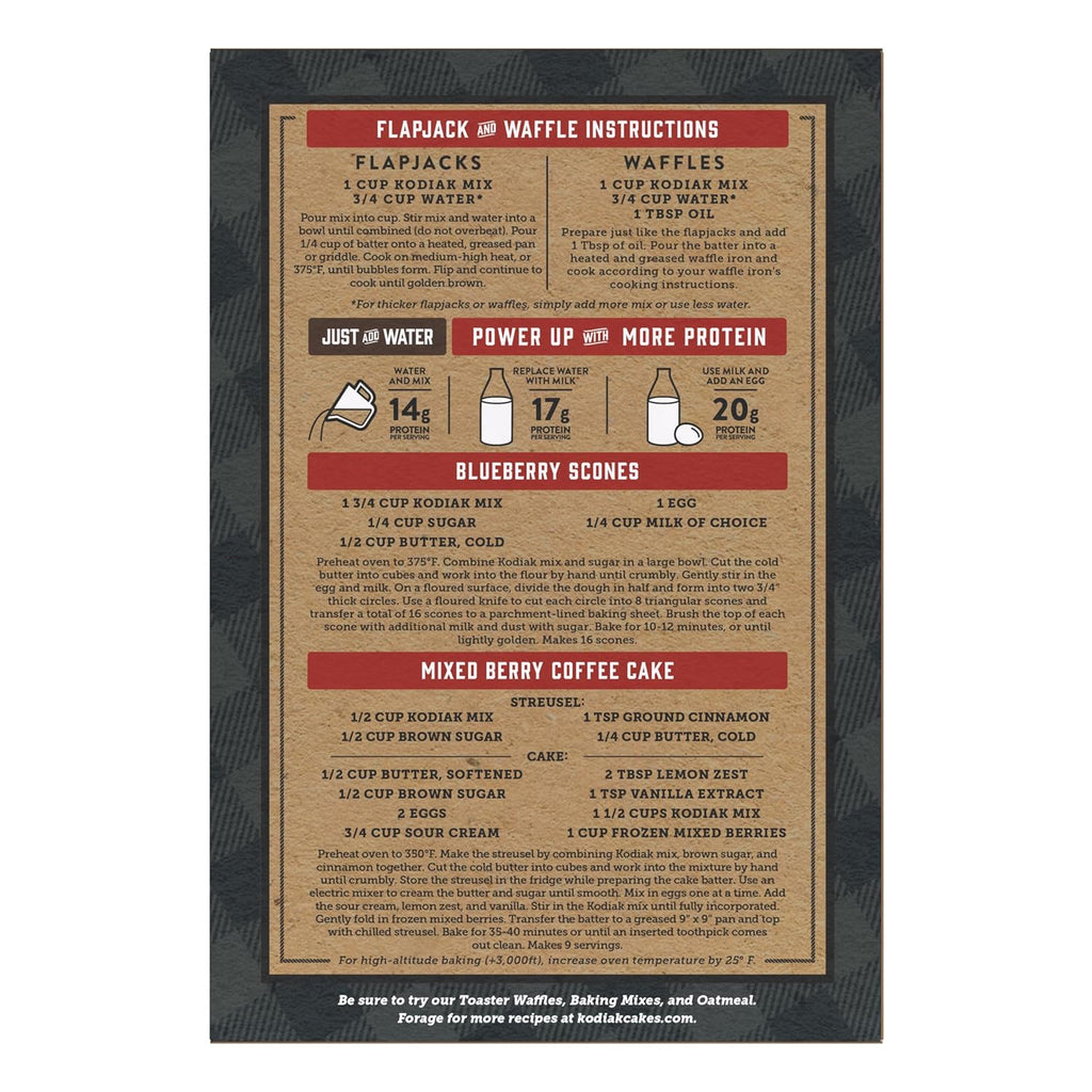 Kodiak Cakes Power Cakes Protein Pancake Mix & Waffle Mix - 100% Whole Grain - Blueberry (Pack of 6)