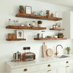 Vivelove Floating Shelves 10 inches Deep, Long 36 x 10 x 1.8 Wall Shelves for Bedroom, Living Room, Kitchen, Office, Bathroom Farmhouse Shelf Home Decor with Invisible Bracket, Rustic Brown