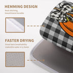 Fall Pumpkin Dish Drying Mats Thanksgiving Kitchen Drying Mat Buffalo Plaid Microfiber Large Dish Dryer Pad Maple Leaves Absorbent Dishes Drain Matt XL Washable Foldable(18x24 in)