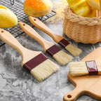 Boao 4 Pieces Natural Bristle Pastry Brush Beech Wooden Handle Basting and BBQ Brushes for Cooking, Butter, Oil, Egg, Marinade, Grilling, Baking, Kitchen Food(1 Inch, 1.5 Inch, 2 Inch, 3 Inch)