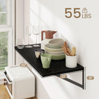 Dreamland Floating Shelves for Wall, 12 Inch Deep Floating Shelves Set of 2, 30W x 12D Large Wall Shelf with Sturdy Metal Brackets for Living Room, Bathroom, Bedroom and Kitchen, Black