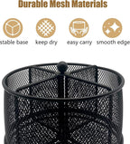 360° Rotating Metal Utensil Caddy - 4 Compartment Silverware Cutlery Holder Rotation Fork Spoon Napkin Organizer Flatware Storage Basket Party Countertop Buffet Picnic Camping Outdoor Black