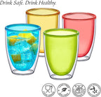 Amazing Abby - Andes - 12-Ounce Insulated Plastic Tumblers (Set of 4), Double-Wall Plastic Drinking Glasses, Mixed-Color Reusable Plastic Cups, BPA-Free, Shatter-Proof, Dishwasher-Safe