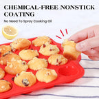 Silicone Mini Muffin Pan With Stainless Steel Reinforced Frame 24 Cups Nonstick Cupcake Molds for Baking Silicone Muffin Tray with Handles(1 Pc, Red)