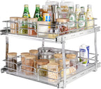 VEVOR 20"Wx21"D Pull Out Cabinet Organizer, 20"Wx21"D 2 Tier Heavy Duty Slide Out Pantry Shelves, Chrome-Plated Steel Roll Out Drawers, Sliding Drawer Storage, 21.5"Wx22"D Install Size for Cabinet