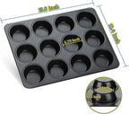 E-far Nonstick Muffin Pans 12 Cups, Stainless Steel Muffin Tin Cupcake Pan Tray for Baking, Stainless Steel Core & Non Toxic, Easy Release & Easy Clean, Black