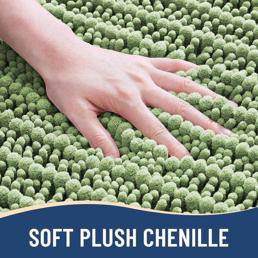 Arotive Luxury Chenille Bathroom Rug Mat, Extra Soft Thick Absorbent Shaggy Bath Rugs, Non-Slip Machine Wash Dry, Plush Bath Mats for Bathroom, Shower and Tub, 36x24, Sage Green