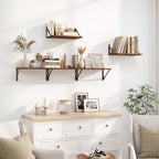 Heimlove Deep Floating Shelves for Wall, 16W x 8D Wood Wall Shelves Set of 2, Wide Floating Bookshelf for Living Room, Kitchen, Office, Bedroom and Decor Storage, with Metal Bracket - Rustic Brown