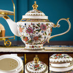 ACMLIFE Tea Set for Adults for 6, Blue and White Tea Set with Cups, Bone China Vintage Floral British English Tea Pot with Cups and Saucers for Women Party, Afternoon Service or Gift Giving (Pink)