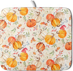 Autumn Fall Dish Drying Mat for Kitchen Counter Watercolor Pumpkin Maple Leaves Drying Mat 16 x 18 Inch with Absorbent Reversible Microfiber Dish Drying Pad Dish Rack Drainer Mat for Coffee Bar
