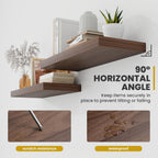 40 Inch Floating Shelves, 9.3" Deep Floating Shelf Wall Mounted, 40" Wall Shelves, Rustic Deep Bookshelf, Large Display Shelves & Storage Shelves for Bedroom, Living Room, Walnut, Set of 2