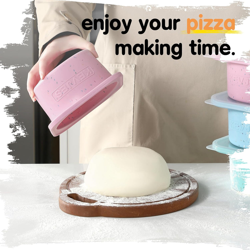PLUS 1000ml Pizza Dough Proofing Containers for DIY family Artisan Pizza, Food Grade Silicone Stackable Boxes with Lids, Freezer, Fridge, Dishwasher Safe-Sprinkles Pattern-3 Pack (Multicolors)