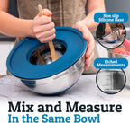 Priority Chef Stainless Steel Mixing Bowls with Lids Set - Premium 30Pcs with 6pc Metal Bowl Set for Kitchen, 3 Graters, Airtight Lids, Non-Slip Bases & Silicone Utensils, Blue