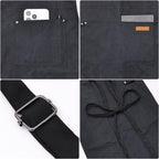 Chef Cooking Aprons for Men Women Thickened Canvas Cotton Apron with 4 Pockets for BBQ Work Kitchen (Black)