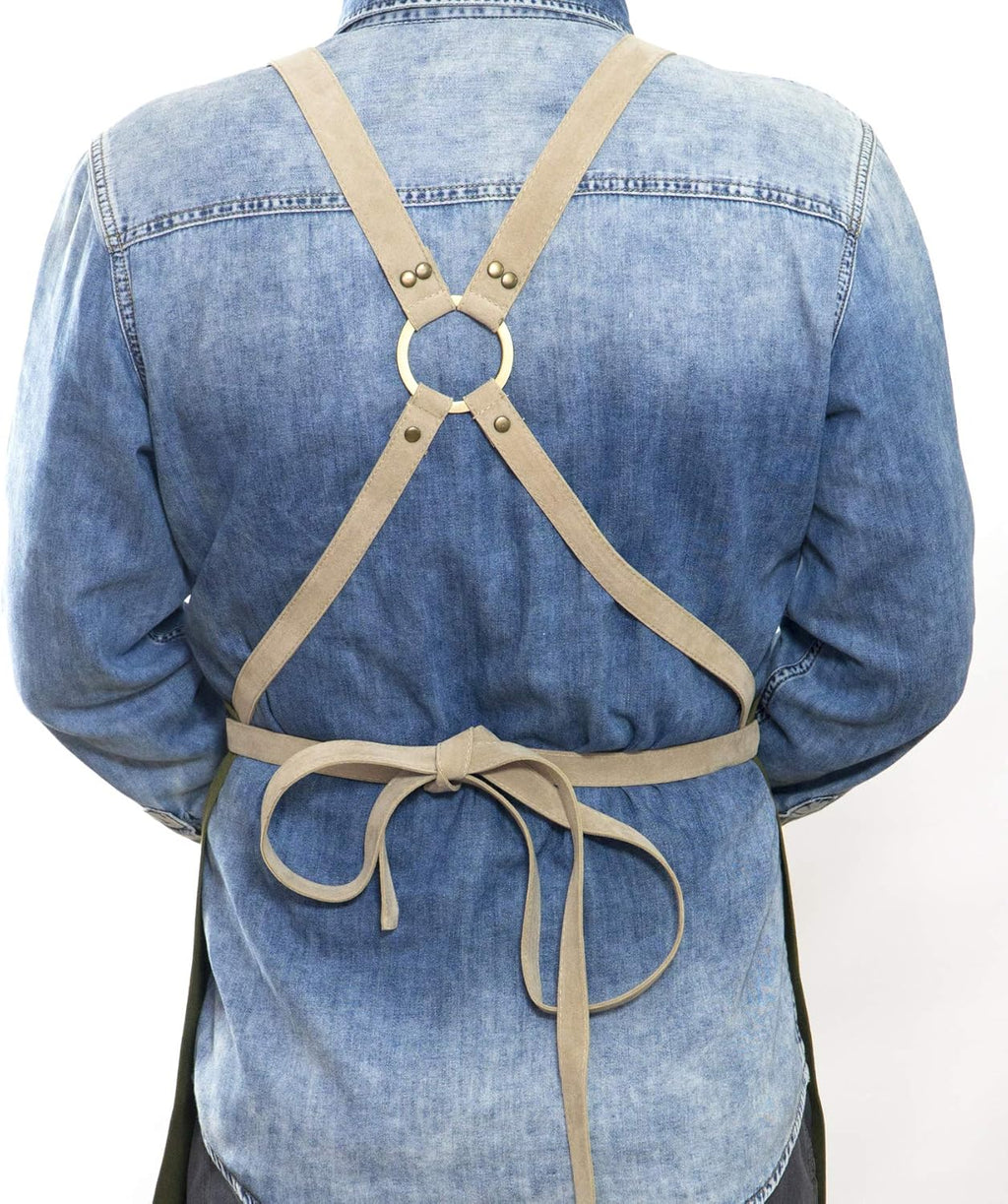 Men and Women Apron for Kitchen, Gardening, Artist, Chef, Work | Canvas, Waterproof, Adjustable Straps Unisex