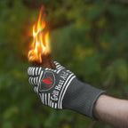GRILL HEAT AID BBQ Grill Gloves Heat Proof for Grilling – Fireproof 1472°F Heat-Resistant Grill Mitts for Outdoor Barbecue and Smoker, Campfire, Fire Pit, Oven Glove with Fingers for Baking Pizza