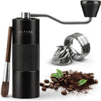 Manual Coffee Grinder by Alpaca Ventures - Stainless Steel Conical Burr Coffee Grinder Manual with Adjustable Setting Double Bearing Hand Espresso Grinder Perfect for Home, Office and Camping