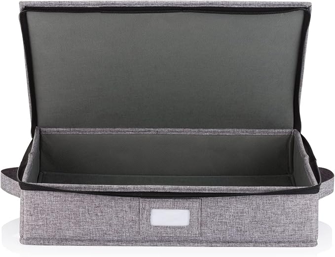 Platter Storage Case - Hard Shell and Stackable with Padded Interior - Fits 4 Serving Platters - 3 Large Felt Dividers Included - 17"W x 13"D x 4"H - China Storage Containers for Plates