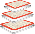 Baking Sheet with Silicone Baking Mat Set,CEKEE Stainless Steel Baking Sheet Pan Tray, Cookie Sheets for Baking, 6PCS Baking Supplies Bakeware Sets for Oven Making Cookies, Macaroons, Bread